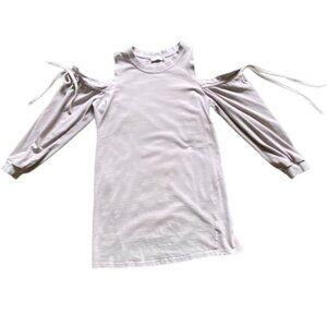 Lush Womens Cold Shoulder Sweatshirt Dress-Light Gray-Size Medium-GUC